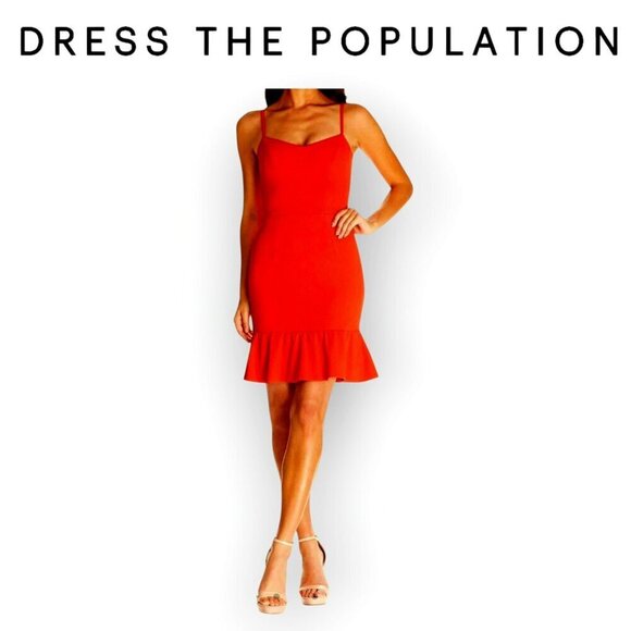 Dress The Population sleeveless ruffled Mira Y2K dress in poppy size M NWOT - Picture 1 of 13